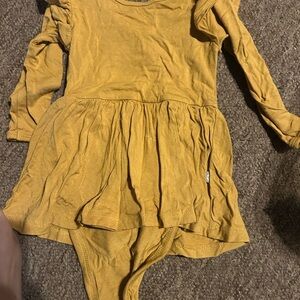 Kyte BABY Mustard Yellow Kids Casual Dress & Hunter Green Dress